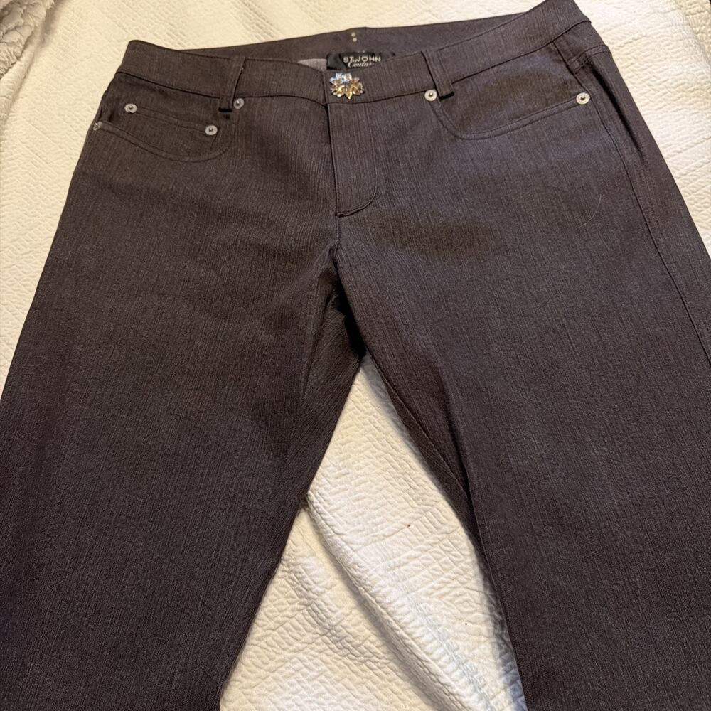 WOMEN'S DESIGNER, ST. JOHN COUTURE, DARK GRAY,‎ STRAIGHT LEG JEAN, SIZE 8